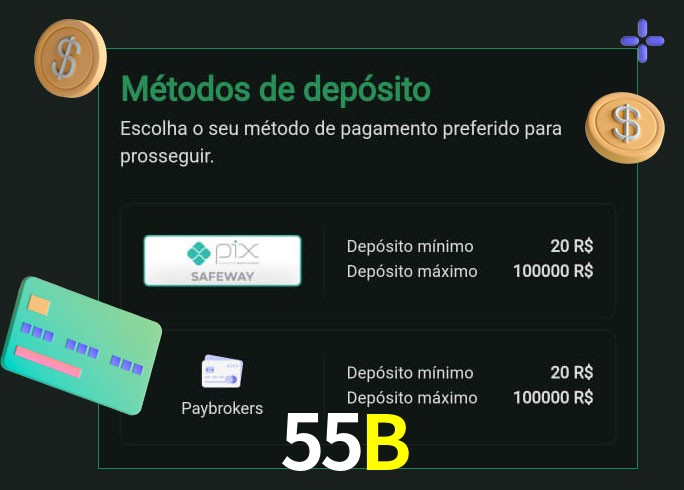 O cassino 55Bbet oferece uma grande variedade de métodos de pagamento